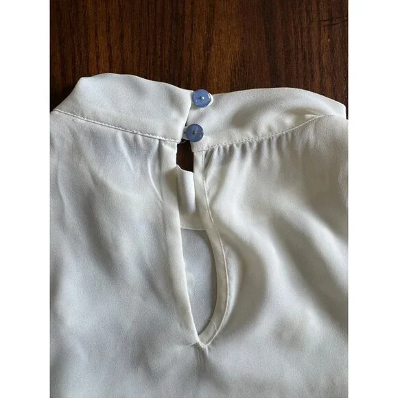 Anthropologie Vanessa Virginia Sheer Ivory Daisy Appliqué Blouse Shirt S - Picture 8 of 9